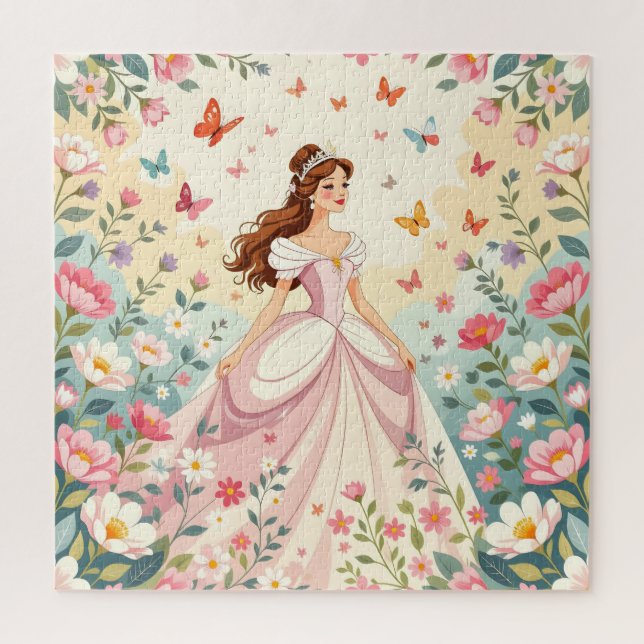 Puzzle Linda princesa con mariposas (Vertical)