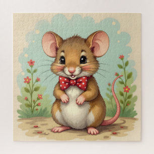 Puzzle Lindo adorable ratoncito con corbata