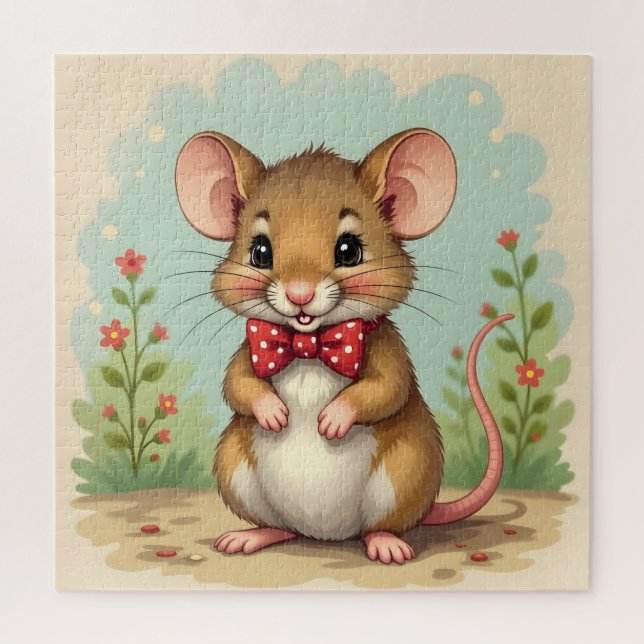 Puzzle Lindo adorable ratoncito con corbata (Vertical)