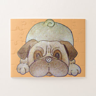 Puzzle lindo cachorro perro jugar puerro marrón