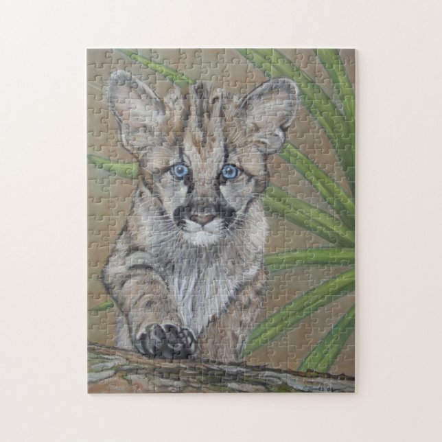 Puzzle lindo cougar kitten gran gato vida salvaje (Vertical)