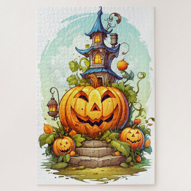 Puzzle Lindo feliz Halloween calabaza (Vertical)