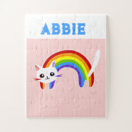 Puzzle lindo gato arco iris