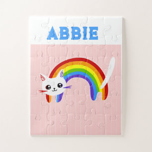 Puzzle lindo gato arco iris