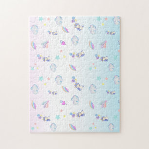 Puzzle lindo globo de unicornio con niños de fiesta de cu