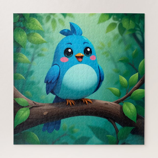 Puzzle Lindo Pájaro Azul de Dibujos Animados (Vertical)