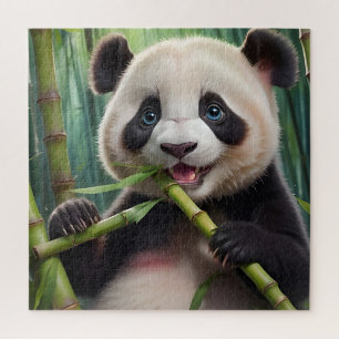 Puzzle Lindo Panda Comiendo Bambú