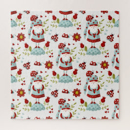 Puzzle Lindo patrón floral de gnomo escandinavo