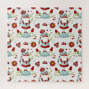 Puzzle Lindo patrón floral de gnomo escandinavo