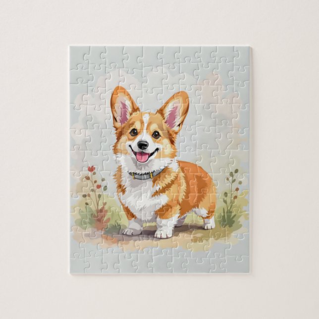 Puzzle Lindo perro Corgi Galés Pembroke Rojo (Vertical)