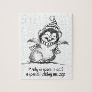 Puzzle Lindo pingüino de Navidad, feliz pajarito bebé