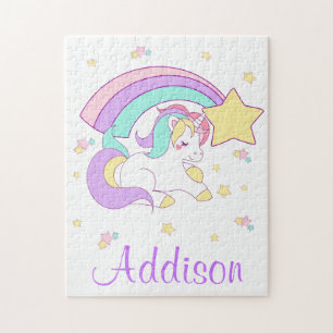 Puzzle Lindo Unicornio Mágico Arcoíris Personalizado Hech