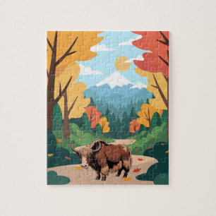 Puzzle Lindo y adorable yak marrón