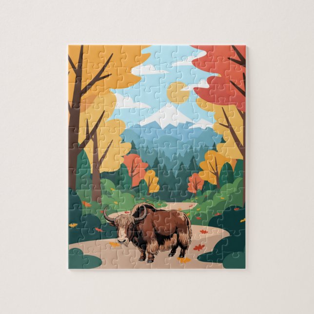Puzzle Lindo y adorable yak marrón (Vertical)