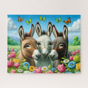 Puzzle Lindos 3 Burros En Flores