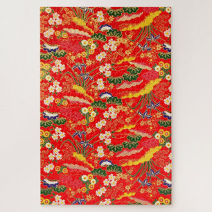 Puzzle Lindos patrones florales japoneses coloridos