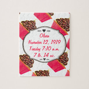 Puzzle Lindos Sprinkles Personalizados de Cupcake Rosa