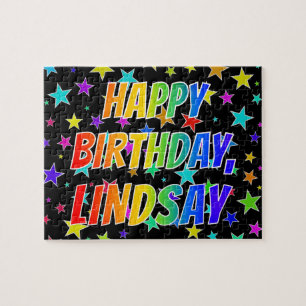 Puzzle "LINDSAY" Nombre, Divertido "FELIZ CUMPLEAÑOS"