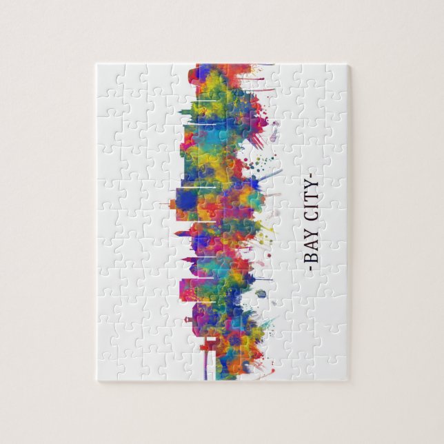 Puzzle Línea aérea de Bay City Michigan (Vertical)