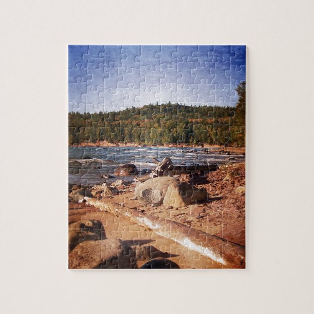 Puzzle Línea costera de la península superior de Michigan (Vertical)