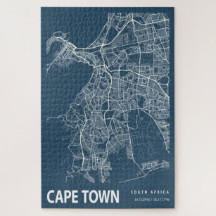 Puzzle Línea de arte del mapa de Ciudad de Cabo de Sudáfr
