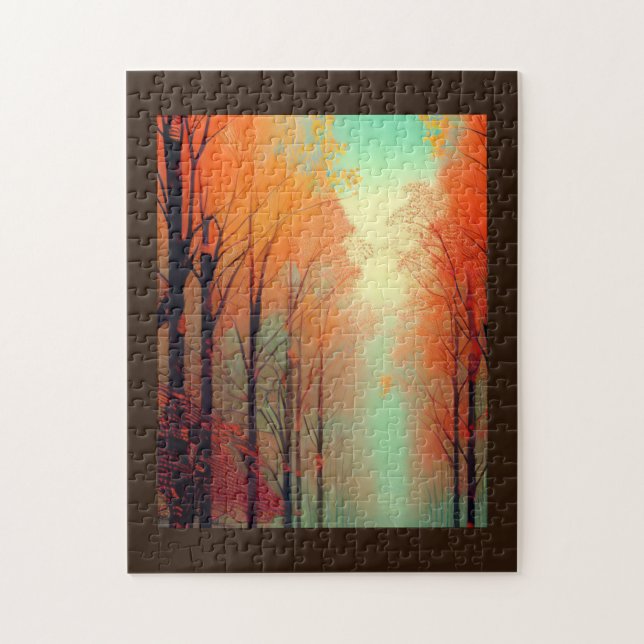 Puzzle Línea de follaje de caída entre hojas de naranja d (Vertical)