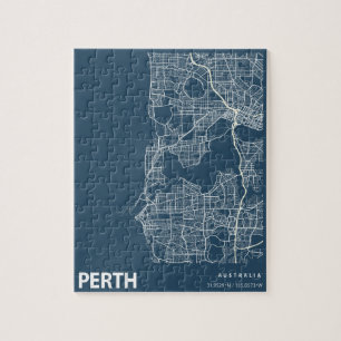 Puzzle Línea de mapa de ciudades Minimalistas de Australi