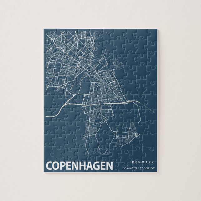 Puzzle Línea de mapa de la ciudad de Copenhague Imagen az (Vertical)
