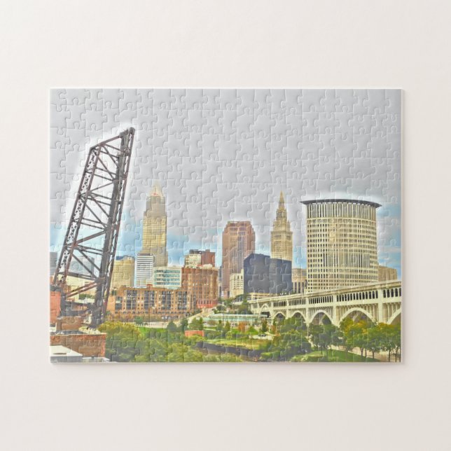 Puzzle Línea de Skyline Cleveland True Colours (Horizontal)