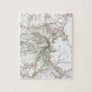 Puzzle Línea de tránsito de Boston del vintage mapa