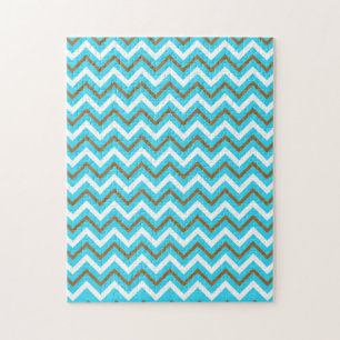 Puzzle Líneas Azules Marrones Blancas en Zig Zag Elemento
