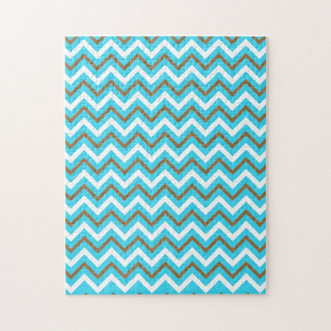 Puzzle Líneas Azules Marrones Blancas en Zig Zag Elemento (Vertical)