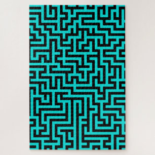 Puzzle Líneas de Laberinto Negro Turquesa