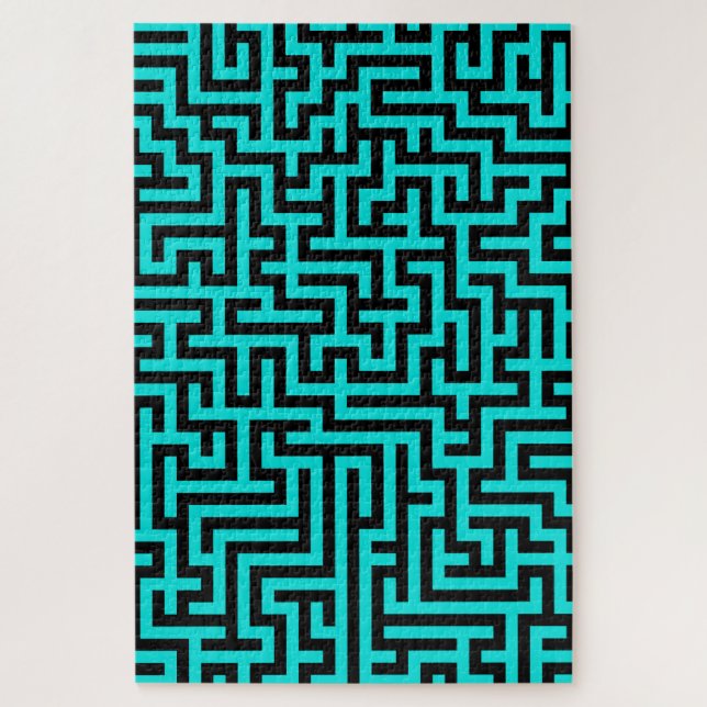 Puzzle Líneas de Laberinto Negro Turquesa (Vertical)