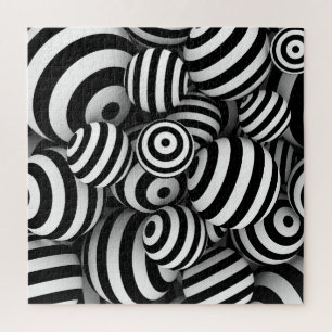 Puzzle Líneas negras de bolas blancas 3D