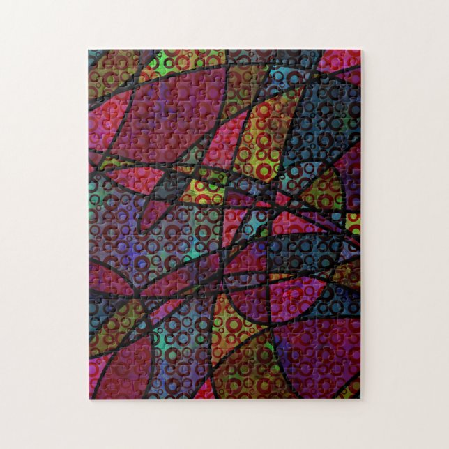 Puzzle Líneas negras negrita y texturas abstractas multic (Vertical)