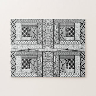 Puzzle Líneas y círculos de ángulo en blanco y negro