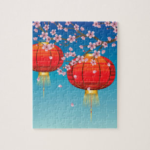 Puzzle Linterna china con la rama 2 de Sakura