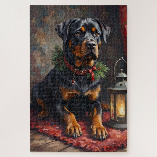 Puzzle Linterna de Navidad de perro Rottweiler digno (Vertical)