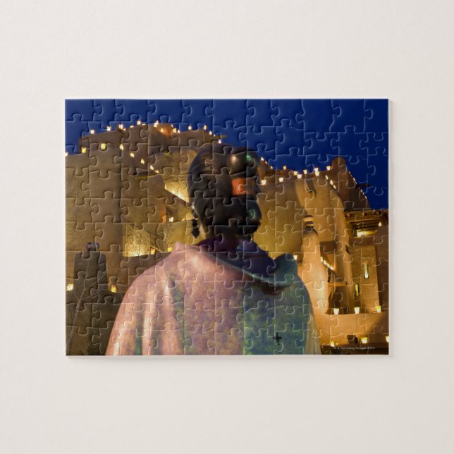 Puzzle Linternas iluminan edificio de adobe, con indio (Horizontal)
