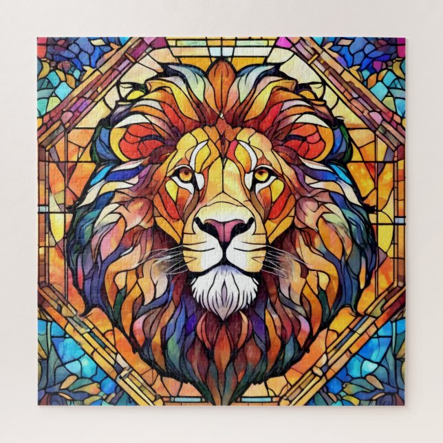 Puzzle Lion Stained Glass  (Vertical)