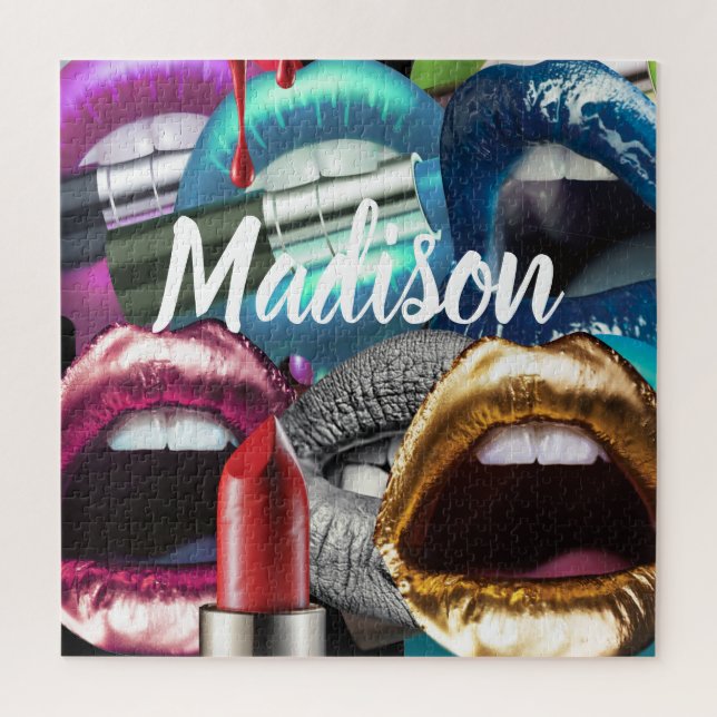 Puzzle Lips Elegant Stylish Bad Girl Custom Personalized (Vertical)