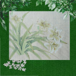 Puzzle Lirio blanco<br><div class="desc">Lirio blanco es un pincel de estilo tradicional chino "gongbi". Acuarela y tinta sobre papel de arroz. El lirio se llama 百 合 en chino, que se pronuncia como băi hé, que tiene el significado simbólico de "unión feliz por cien años". El lirio es la flor del amor en China,...</div>