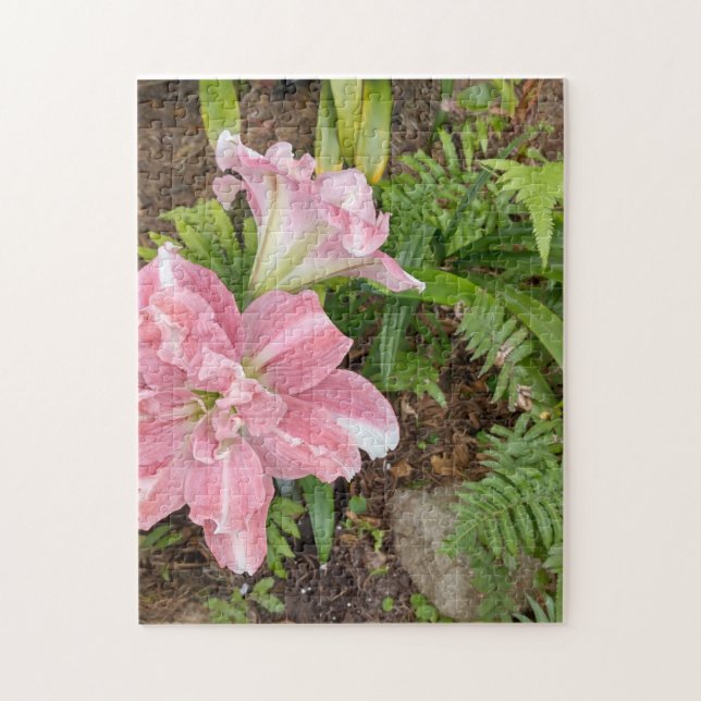 Puzzle lirio floral plantar lirio de helecho rosa con hel (Vertical)