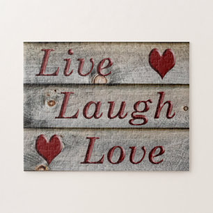 Puzzle Live Laugh Love al lado de un granero