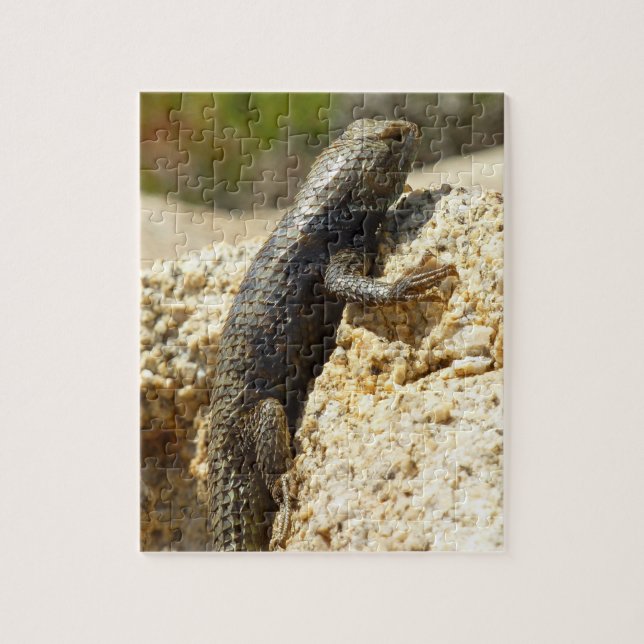 Puzzle Lizard espinoso con respaldo amarillo en el árbol  (Vertical)