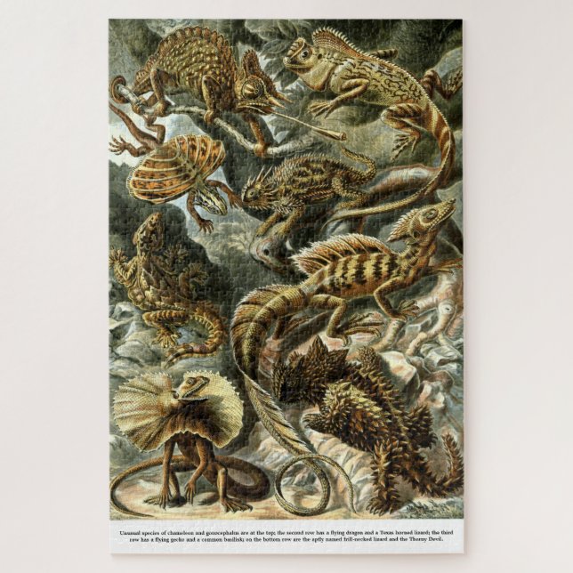 Puzzle Lizarras de reptil por Ernst Haeckel (Vertical)