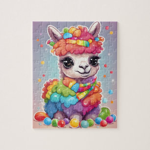 Puzzle Llama colorida con caramelos y dulces