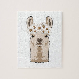 Puzzle Llama con flores blancas