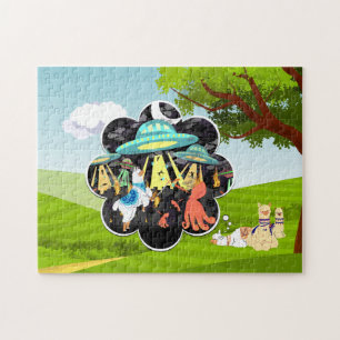 Puzzle Llama contra batalla espacial del calamar del mal